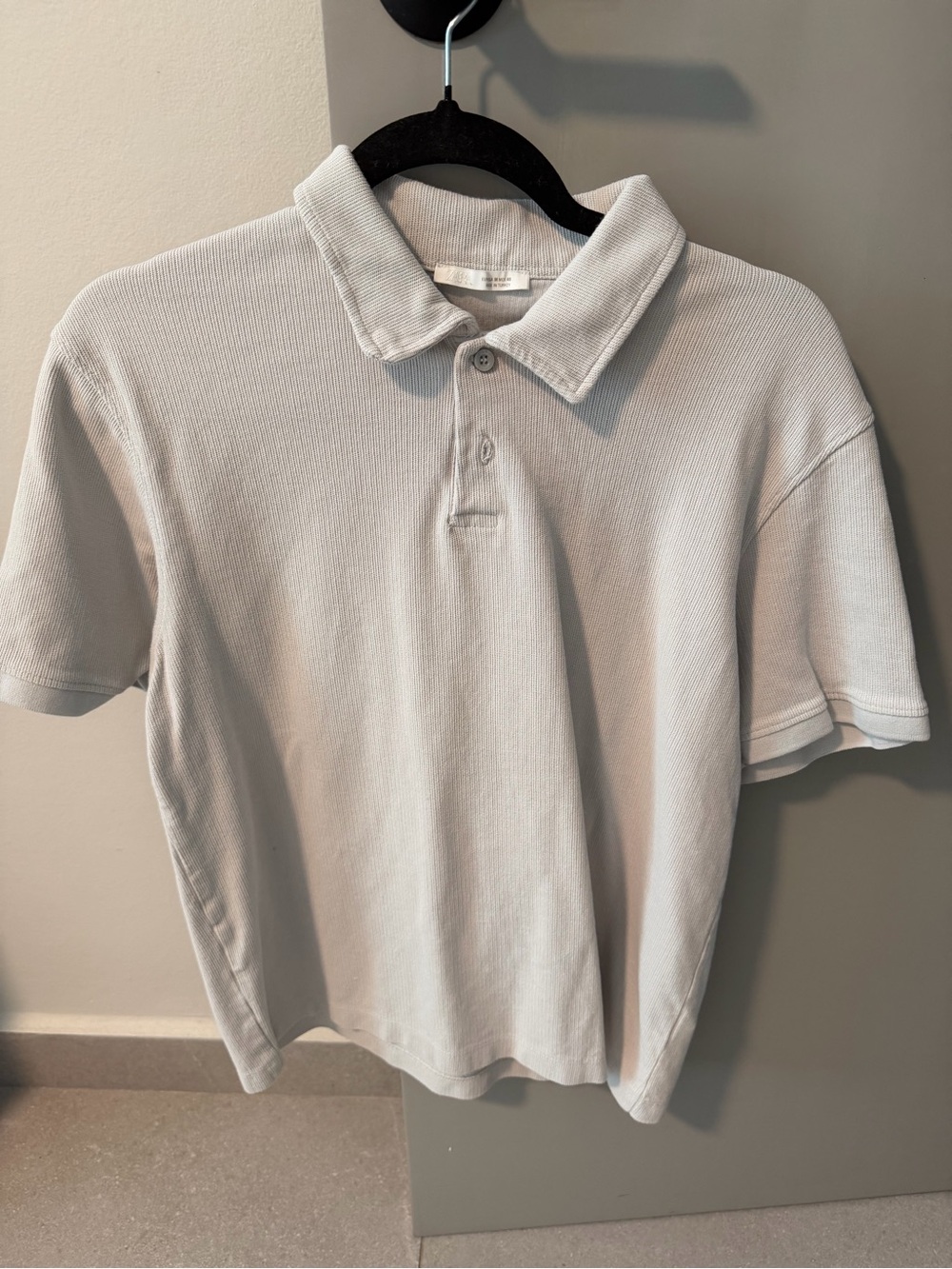 Zara Men's Classic Short-Sleeve Polo Shirt - Light Gray Size M